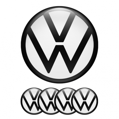 VW Silicone Stickers Center Cap White Black New Style Logo
