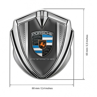 Porsche Bodyside Badge Self Adhesive Silver Metal Alloy Pilon Blue Fragment