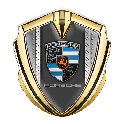 Porsche Trunk Emblem Badge Gold Industrial Floor Base Blue Fragment