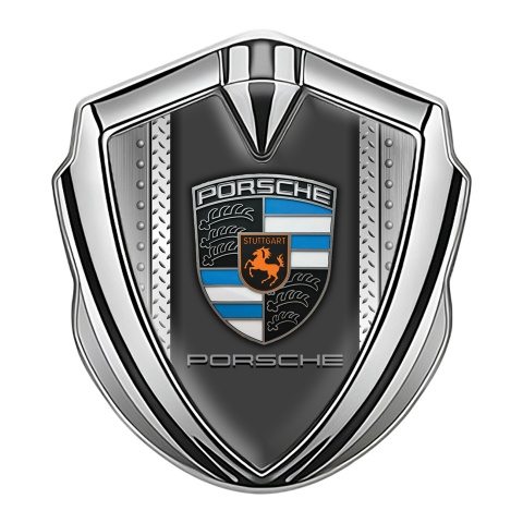 Porsche Trunk Emblem Badge Silver Industrial Floor Base Blue Fragment