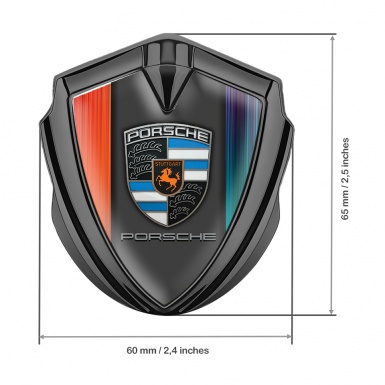 Porsche Trunk Metal Emblem Badge Graphite Color Strokes Center Pilon Design