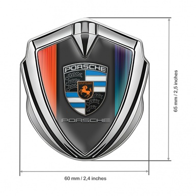 Porsche Trunk Metal Emblem Badge Silver Color Strokes Center Pilon Design