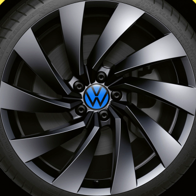 VW Wheel Center Caps Emblem 3D Blue Black New Style Logo