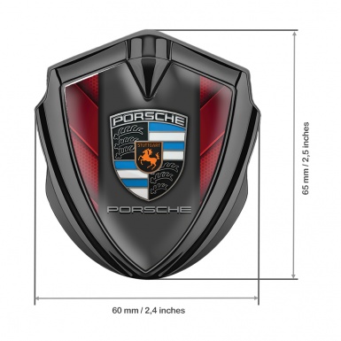 Porsche Bodyside Badge Self Adhesive Graphite Red Hex Plates Classic Crest