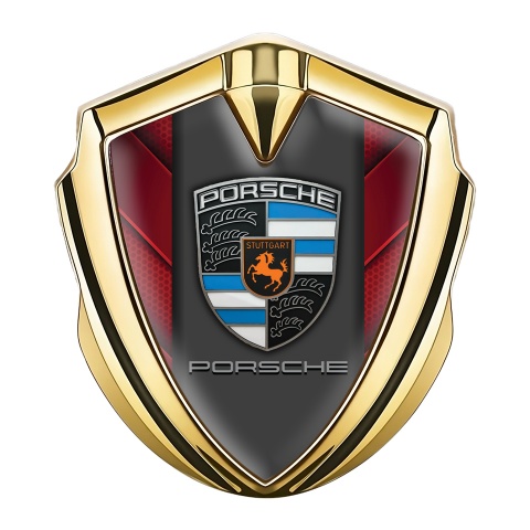 Porsche Bodyside Badge Self Adhesive Gold Red Hex Plates Classic Crest