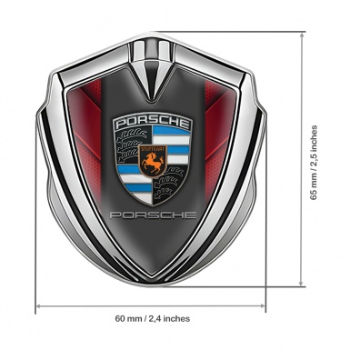 Porsche Bodyside Badge Self Adhesive Silver Red Hex Plates Classic Crest