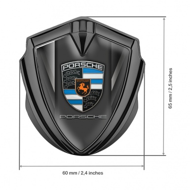 Porsche Fender Emblem Badge Graphite Angled Grey Stripes Blue Fragments