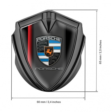 Porsche Tuning Emblem Self Adhesive Graphite Black Red Gradient Line Edition