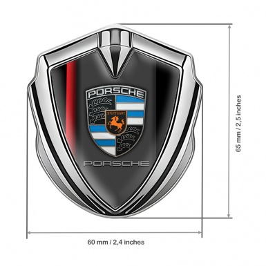 Porsche Tuning Emblem Self Adhesive Silver Black Red Gradient Line Edition