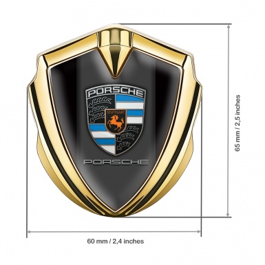 Porsche Self Adhesive Bodyside Emblem Gold Black Foundation Blue Fragment
