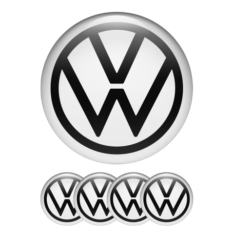 VW Silicone Stickers Center Cap White Black New Style Logo Ring
