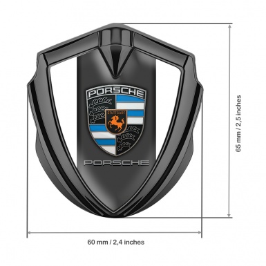 Porsche Bodyside Domed Emblem Graphite White Foundation Blue Elements