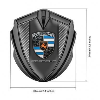 Porsche Fender Emblem Badge Graphite Light Carbon Blue Segments Crest