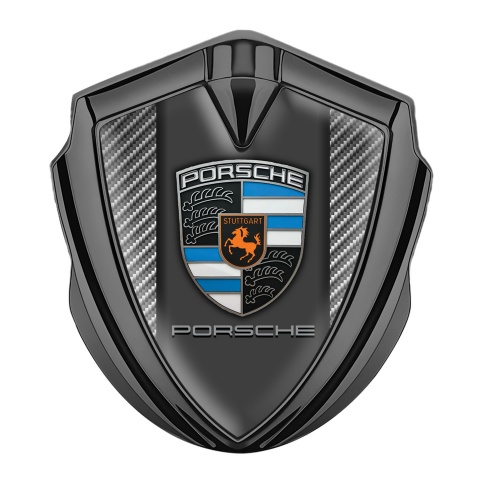 Porsche Fender Emblem Badge Graphite Light Carbon Blue Segments Crest