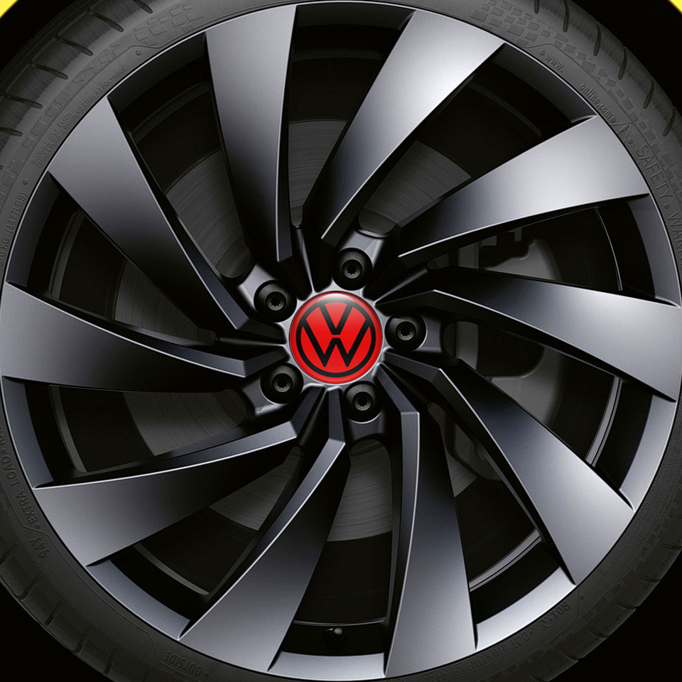 VW Domed Stickers Wheel Center Cap Red Black New Style Logo Ring ...