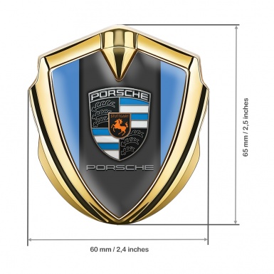 Porsche Bodyside Badge Self Adhesive Gold Blue Base Classic Logo Design