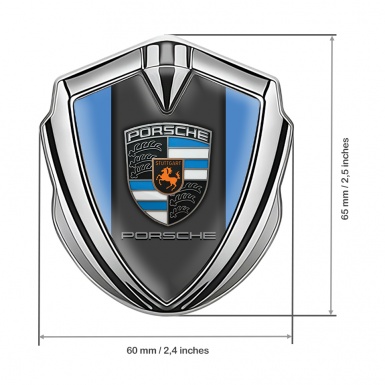 Porsche Bodyside Badge Self Adhesive Silver Blue Base Classic Logo Design