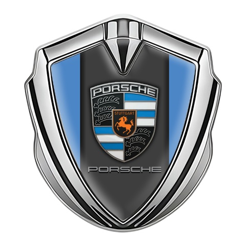 Porsche Bodyside Badge Self Adhesive Silver Blue Base Classic Logo Design