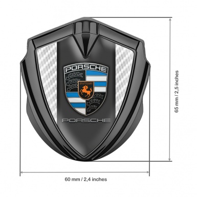 Porsche Trunk Emblem Badge Graphite White Carbon Blue Crest Fragments