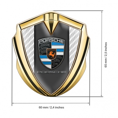 Porsche Trunk Emblem Badge Gold White Carbon Blue Crest Fragments