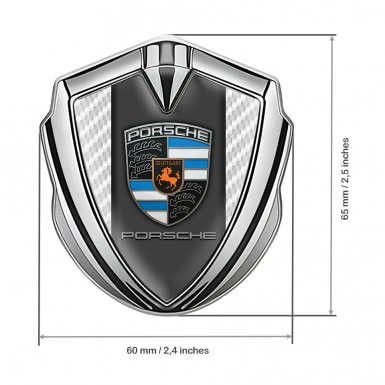 Porsche Trunk Emblem Badge Silver White Carbon Blue Crest Fragments