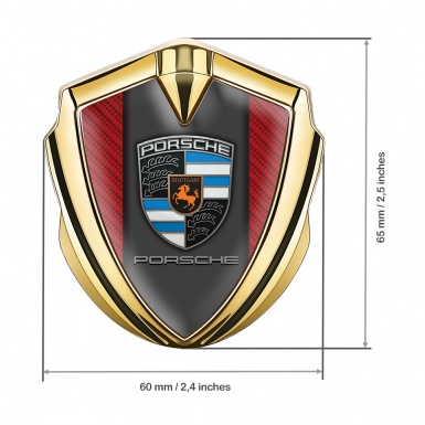 Porsche Trunk Metal Emblem Badge Gold Red Carbon Blue Crest Motif