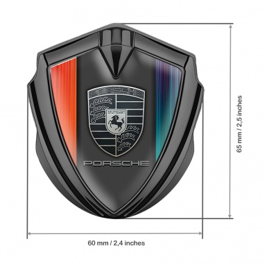 Porsche Tuning Emblem Self Adhesive Graphite Color Gradient Greyscale Crest