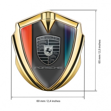 Porsche Tuning Emblem Self Adhesive Gold Color Gradient Greyscale Crest