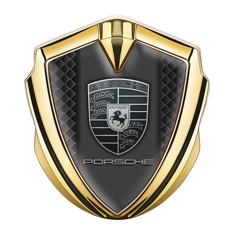 Porsche Self Adhesive Bodyside Emblem Gold Black Net Motif Greyscale Logo
