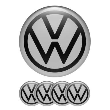 VW Dome Stickers Wheel Center Cap Grey Black New Style Logo Ring