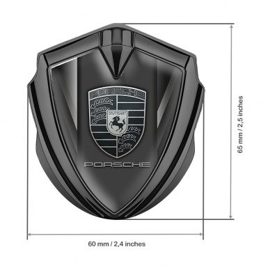 Porsche Bodyside Badge Self Adhesive Graphite Symmetrical Lines Grey Logo