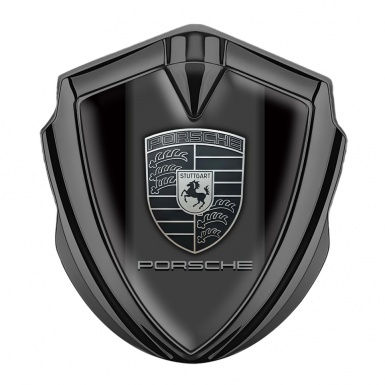 Porsche Bodyside Badge Self Adhesive Graphite Black Base Monochrome Edition