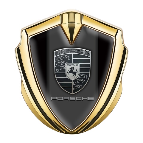 Porsche Bodyside Badge Self Adhesive Gold Black Base Monochrome Edition