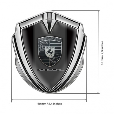 Porsche Bodyside Badge Self Adhesive Silver Black Base Monochrome Edition