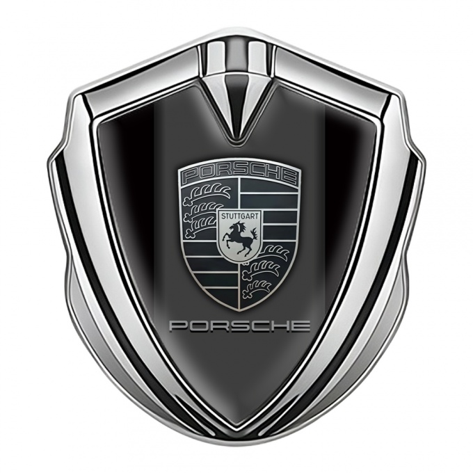 Porsche Bodyside Badge Self Adhesive Silver Black Base Monochrome Edition