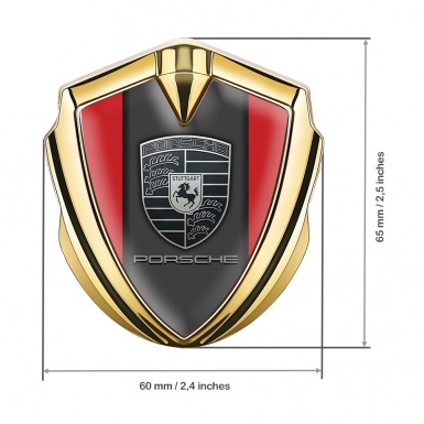 Porsche Self Adhesive Bodyside Emblem Gold Red Base Greyscale Motif