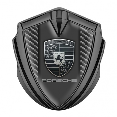 Porsche Tuning Emblem Self Adhesive Graphite Dark Carbon Greyscale Motif