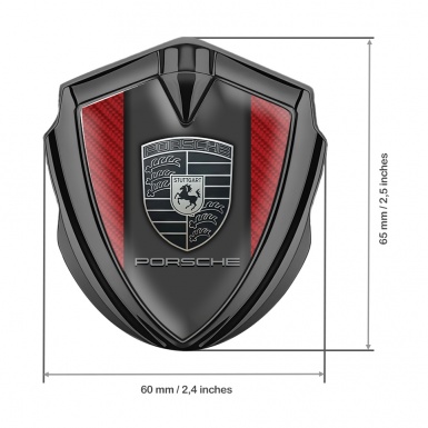 Porsche Trunk Metal Emblem Badge Graphite Red Carbon Frame Monochrome Logo
