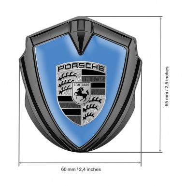 Porsche Self Adhesive Bodyside Emblem Graphite Blue Base Big Greyscale Logo