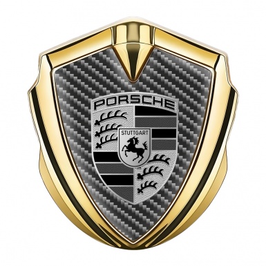 Porsche Metal Emblem Self Adhesive Gold Black Carbon Black White Design