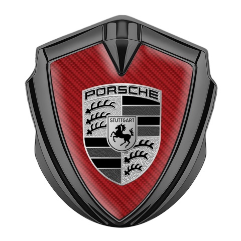 Porsche Bodyside Domed Emblem Graphite Red Carbon Greyscale Edition