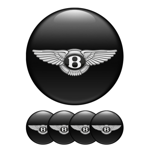 Bentley Silicone Sticker Wheel Center Cap Black Logo