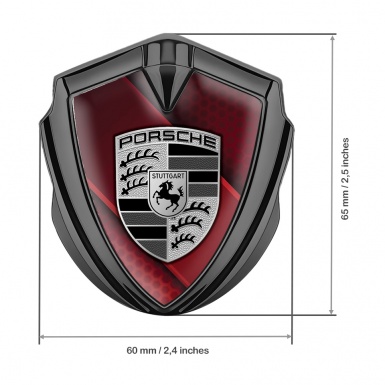 Porsche Bodyside Badge Self Adhesive Graphite Red Hexagon Ribbon Edition