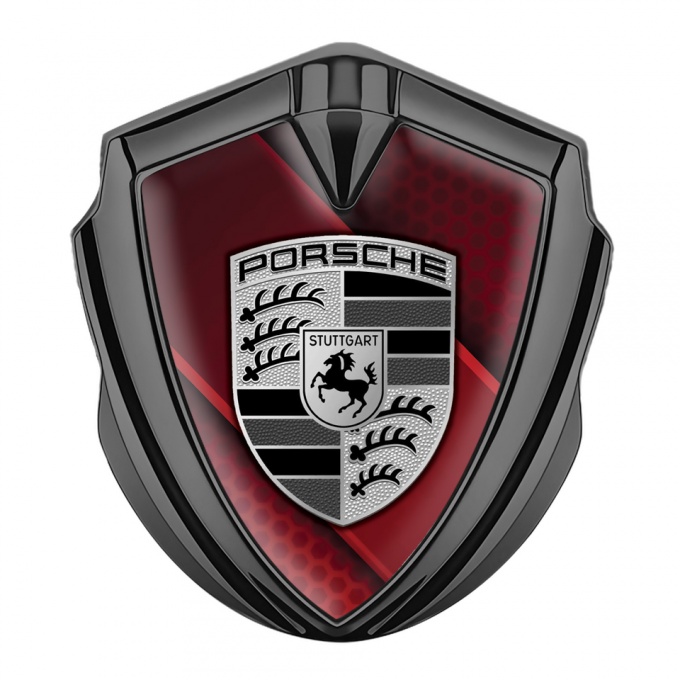 Porsche Bodyside Badge Self Adhesive Graphite Red Hexagon Ribbon Edition