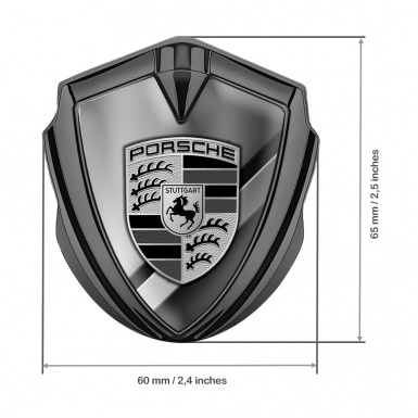 Porsche Trunk Metal Emblem Badge Graphite Black Grey Gradient Tiles Motif