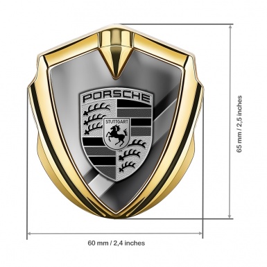 Porsche Trunk Metal Emblem Badge Gold Black Grey Gradient Tiles Motif