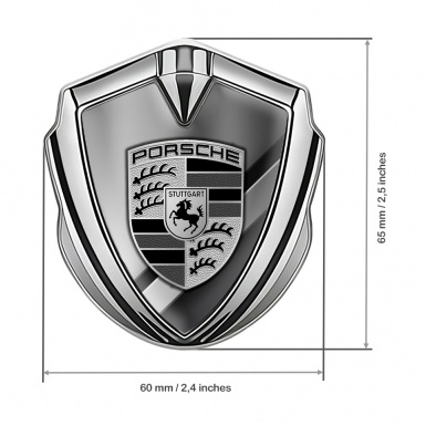 Porsche Trunk Metal Emblem Badge Silver Black Grey Gradient Tiles Motif