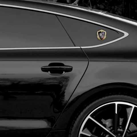 Porsche Bodyside Domed Emblem Gold Black Carbon Color Gradient Stripe