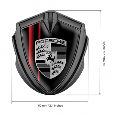 Porsche Bodyside Badge Self Adhesive Graphite Black Crimson Lines Variant