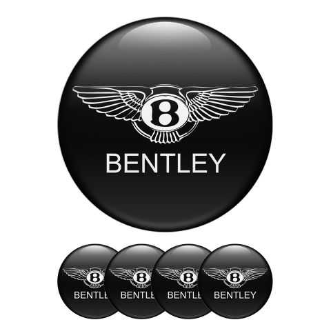 Bentley Center Hub 3D Dome Stickers Black Logo